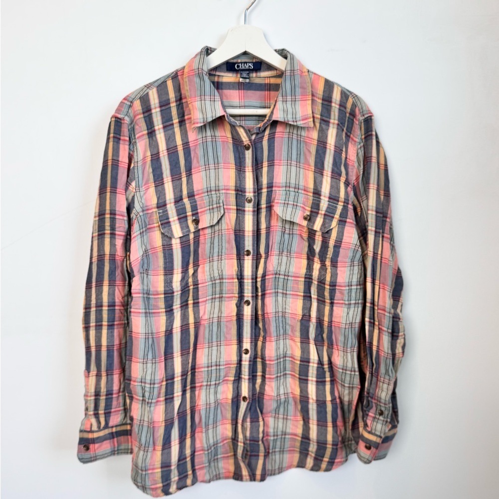 Chaps Plaid Button Up Long Sleeve Shirt Size 2X
